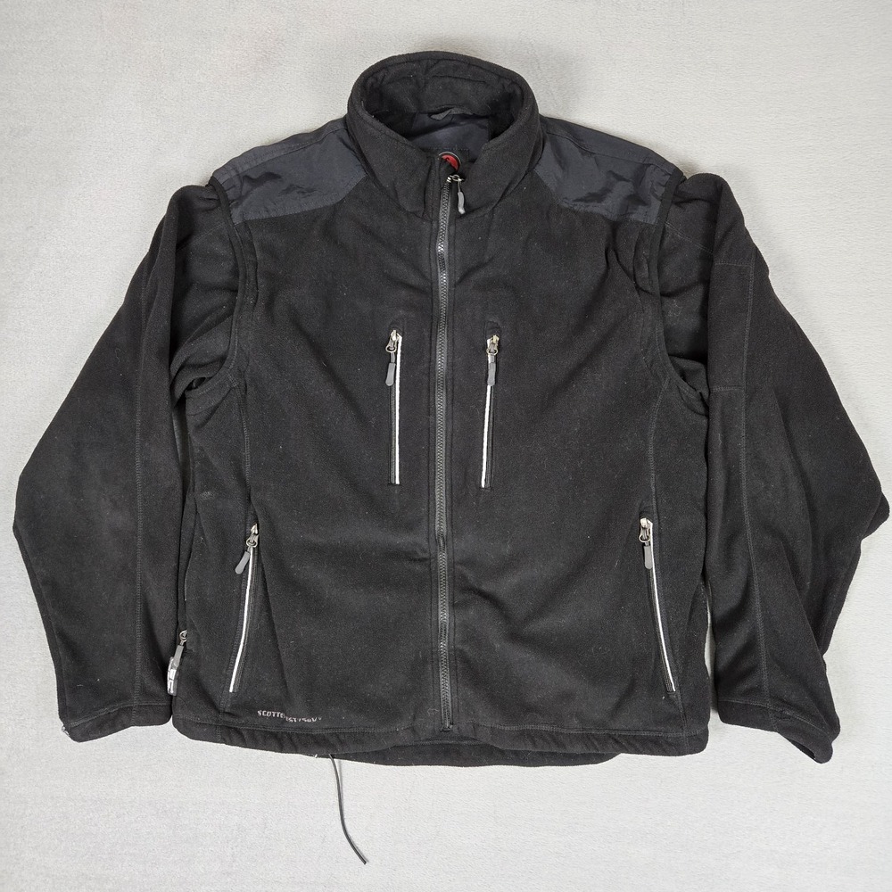 SCOTTeVEST Revolution TEC Fleece 2-in-1 Convertible Jacket Mens Large Black Vest